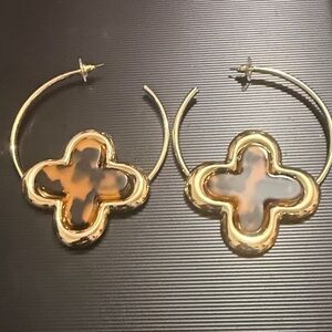 Gold and Brown Hoop Earrings